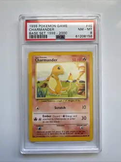 1999 Pokemon Game #46 Charmander PSA 8 Base Set Unlimited Card - Image 1