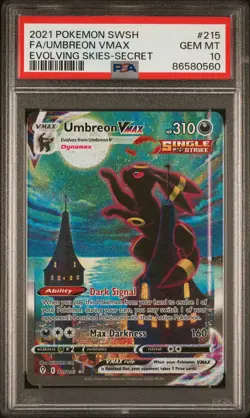 2021 POKEMON SWORD & SHIELD EVOLVING SKIES SECRET FULL ART/UMBREON VMAX PSA 10 - Image 1