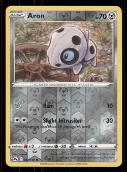 Aron Crown Zenith #087/159 Common Reverse Holo Pokemon LP - Image 1
