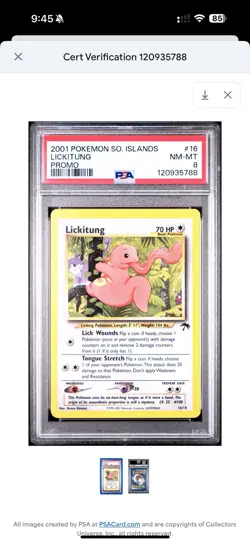 2001 Pokemon Southern Islands Lickitung Promo #16 Promo Psa 8 - Image 1