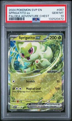 2024 POKEMON SVP BLACK STAR PROMO 087 SPRIGATITO PALDEA ADVENTURE CHEST PSA 10 - Image 1