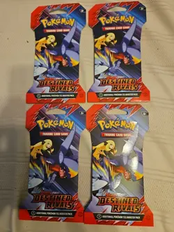 4 New Sealed Pokemon Scarlet And Violet Sleeved Destined Rivals Packs FAST SHIP - Image 1