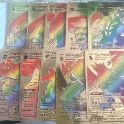 Pokemon 10 V Vmax Gx Gold Foil Rainbow ??Fan Art??set NM - Image 1