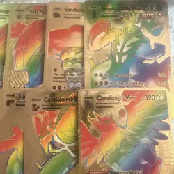 Pokemon 10 V Vmax Gx Gold Foil Rainbow ??Fan Art??set NM - Image 3