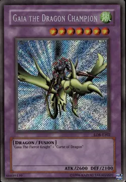 Gaia the Dragon Champion EU Unl Ed Secret Rare LOB-E102 Yu-Gi-Oh! - Image 1