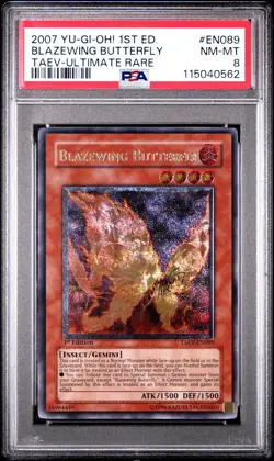 2007 Yu-Gi-Oh! Blazewing Butterfly Tactical Evolution TAEV 1st Edition UTR PSA 8 - Image 1