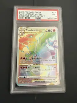 Pokemon TCG Charizard VSTAR Rainbow Brilliant Stars Card 174/172 PSA 9 Mint - Image 1