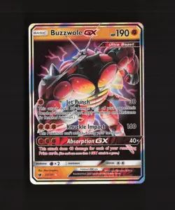 Buzzwole GX 57/111 SM Crimson Invasion Ultra Rare Holo Pokemon Card LP - Image 1
