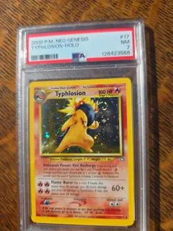 Typhlosion Neo Genesis Holo Rare Card 17/111 Psa 7 With Swirl - Image 1