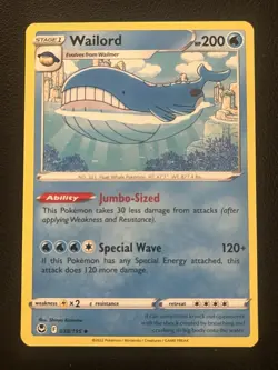Pokemon TCG SWSH Silver Tempest Wailord #38/195 Regular Uncommon - Image 1