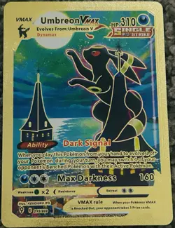 Pokemon Umbreon VMAX 215/203 GOLD METAL CARD Gift/Display Fan Art - Image 1