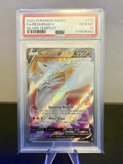 2022 Pokemon SWSH Silver Tempest FA/Reshiram V 172 PSA 10 - Image 1