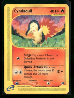 2002 Pokemon Cyndaquil 104/165 Expedition Base Set Regular LP - Image 1