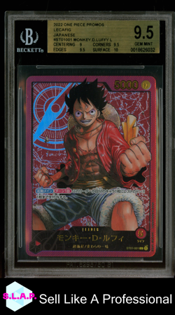 MONKEY.D.LUFFY L 2022 ONE PIECE CARD GAME LECAFIG PROMO JAPANESE ST01001 BGS 9.5 - Image 1