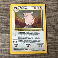 Pokemon TCG Clefable Holo Unlimited Rare Card Jungle Base Set 1/64 LP/MP - Image 1