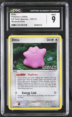 CGC 9 MINT Ditto 2005 EX Delta Species 35/113 Reverse Holo STAMPED Pokemon Card - Image 1