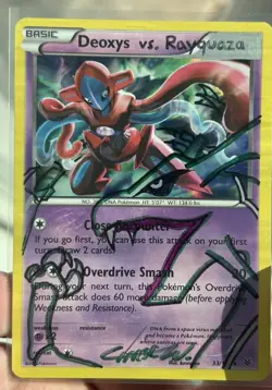 Hand Drawn Pokemon Deoxys vs Rayquaza Card Original Art 1/1 custom - Image 1