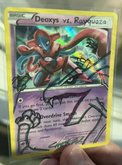 Hand Drawn Pokemon Deoxys vs Rayquaza Card Original Art 1/1 custom - Image 2