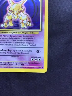 Pokemon Cards: Base Set Rare Holo: Alakazam 1/102 - Image 5
