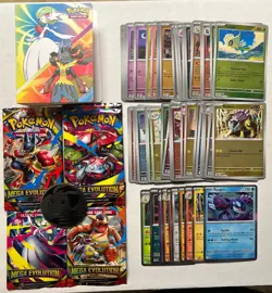 Pokemon TCG 60 Card Mega Evolution Lot No Duplicates 10 Holo 50 Reverse + Binder - Image 1