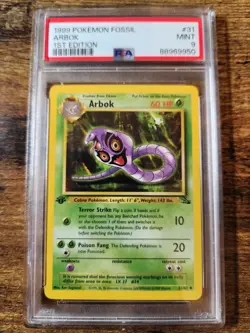 1999 Pokemon TCG Fossil Arbok 1st Edition PSA 9 Mint 31/62 Rare - Image 1