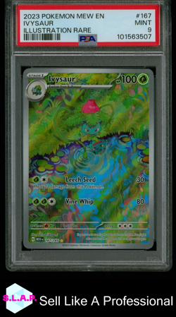IVYSAUR ILLUSTRATION RARE POKEMON MEW EN-151 2023 167 PSA 9 - Image 1
