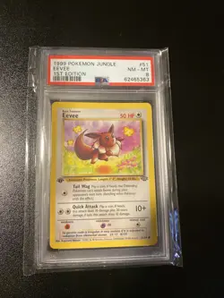 Pokemon 1999 Eevee Jungle 51/64 1st Edition PSA 8 Vintage - Image 1