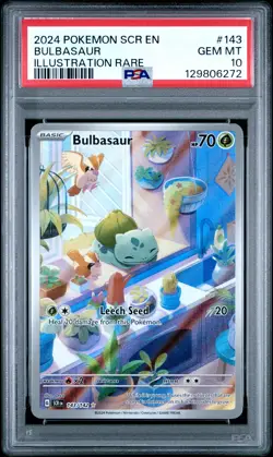 2024 POKEMON SCR EN-STELLAR CROWN ILLUSTRATION RARE #143 BULBASAUR PSA 10 - Image 1