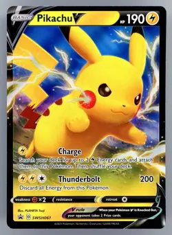 Pokemon TCG Pikachu V SWSH Black Star Promos SWSH061 Holo Promo - Image 1