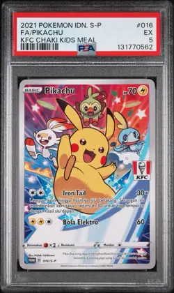 2021 Pokemon KFC Chaki Kids Meal Pikachu Promo Full Art 016/S-p PSA 5 - Image 1
