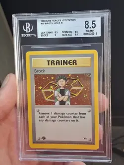 Pokemon TCG Brock 1st Edition Rare Holo Card #15/132 Gym Heros - Image 1