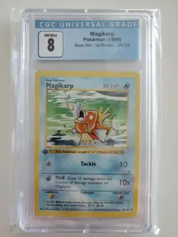 1st Edition Shadowless Magikarp 35/102 Base Set Pokemon Card CGC 8 Posibly psa 9 - Image 1