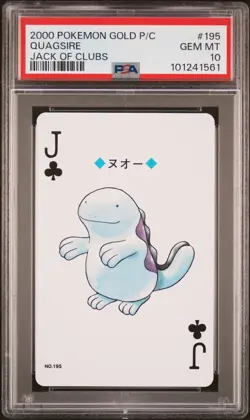 2000 POKEMON GOLD VERSION PLAYING CARDS JACK OF CLUBS #195 QUAGSIRE PSA 10 - Image 1