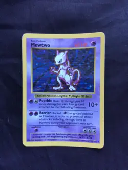 Pokemon Cards: Base Set Shadowless Rare Holo: Mewtwo 10/102 - Image 1