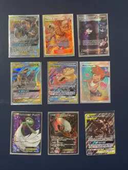 9 Pokemon Full Art Cards In Good Condition No Duplicates All Unrated Cards - Image 1