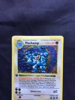 Pokemon Cards: Base Set 1st Edition Rare Holo: Machamp 8/102 - Image 2
