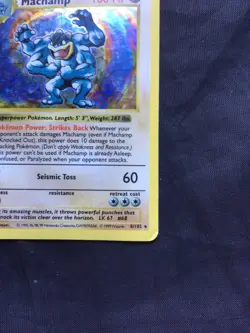 Pokemon Cards: Base Set 1st Edition Rare Holo: Machamp 8/102 - Image 5