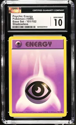 1999 Pokemon Base Set Psychic Energy CGC 10 101/102 - Image 1