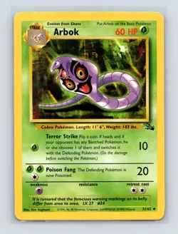 Pokemon TCG Arbok 31/62 Fossil Unlimited LP - Image 1