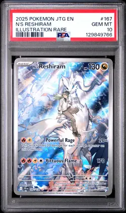 2025 POKEMON JTG EN-JOURNEY TOGETHER ILLUSTRATION RARE #167 N'S RESHIRAM PSA 10 - Image 1