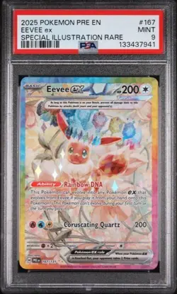 2025 POKEMON PRE EN-PRISMATIC EVOLUTIONS #167/131 EEVEE EX - PSA 9 MINT - Image 1