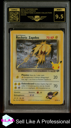 ROCKET'S ZAPDOS POKEMON 15/132 2021 CELEBRATIONS CLASSIC COLLECTION GER AP 9.5 - Image 1