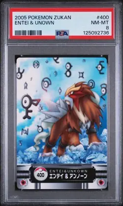 PSA 8 *2025 CERT* - 2005 POKEMON CARDDASS ZUKAN CARD #400 ENTEI & UNOWN - Image 1