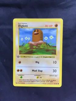 Pokemon Cards: Base Set 1st Edition Common: Diglett 47/102 - Image 1