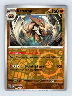 Kabutops SV: Scarlet & Violet 151 Rare Reverse Holo 141/165 Pokemon Cards - Image 1
