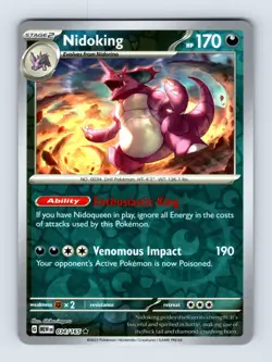 Nidoking SV: Scarlet & Violet 151 Rare Reverse Holo 034/165 Pokemon Cards - Image 1