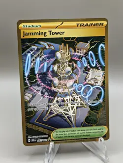 Pokemon TCG Jamming Tower Destined Rivals Gold Trainer Card 243/182 Holo - Image 1