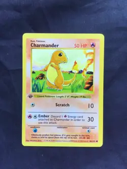 Pokemon Cards: Base Set 1st Edition Common: Charmander 46/102 - Image 1