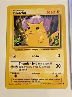 Pokemon Base Set Pikachu 58/102 Card Authentic - Image 1
