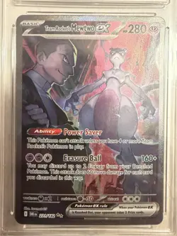 Pokemon TCG Destined Rivals Team Rocket's Mewtwo EX Full Art 213/182 Ace 9 - Image 1